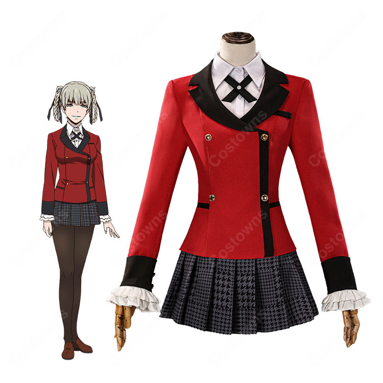 賭ケグルイ 桃喰綺羅莉 コスプレ衣装 私立百花王学園 生徒会長制服 ジャケット・千鳥格子スカートセット-1