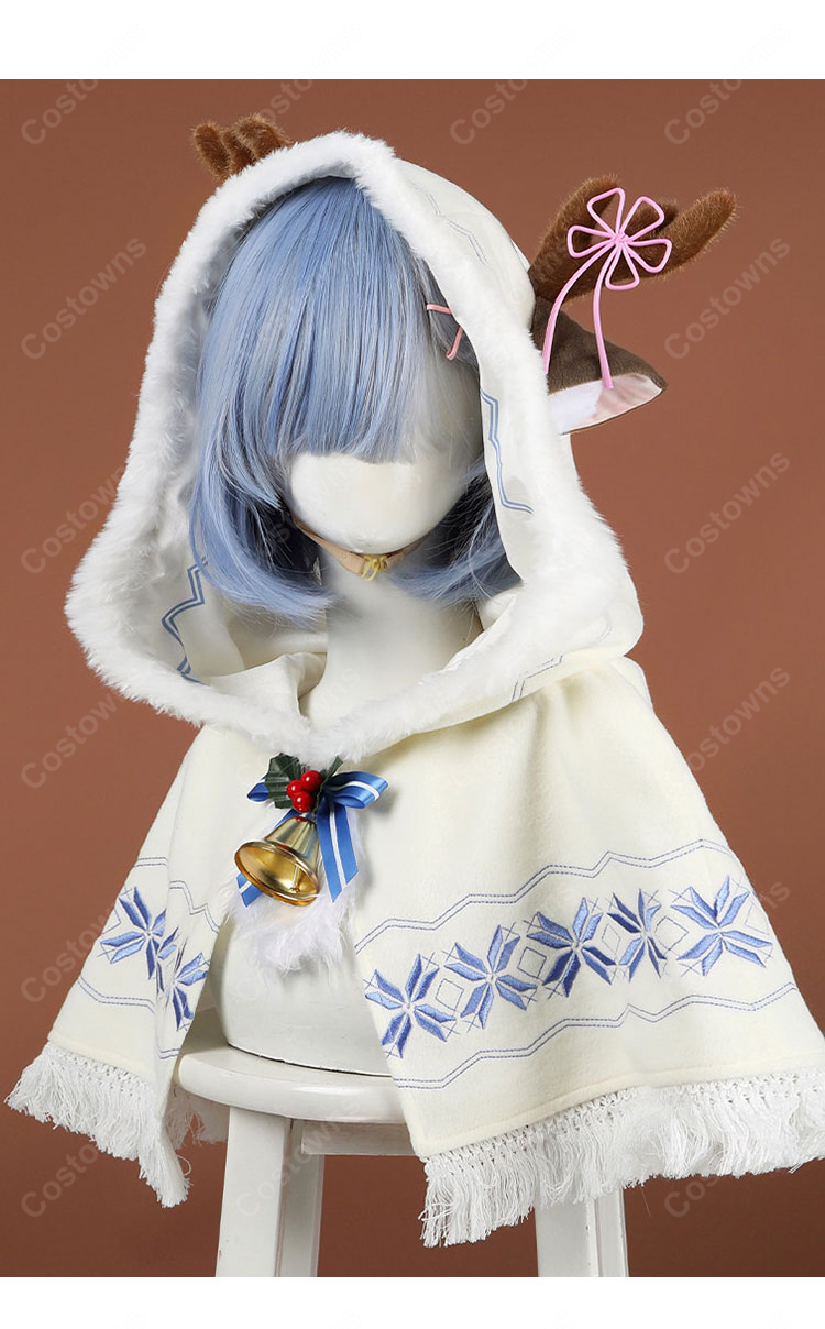 Re:ゼロから始める異世界生活 レム クリスマスコス ver. コスプレ衣装 トナカイ風ケープ・髪飾り付き-4