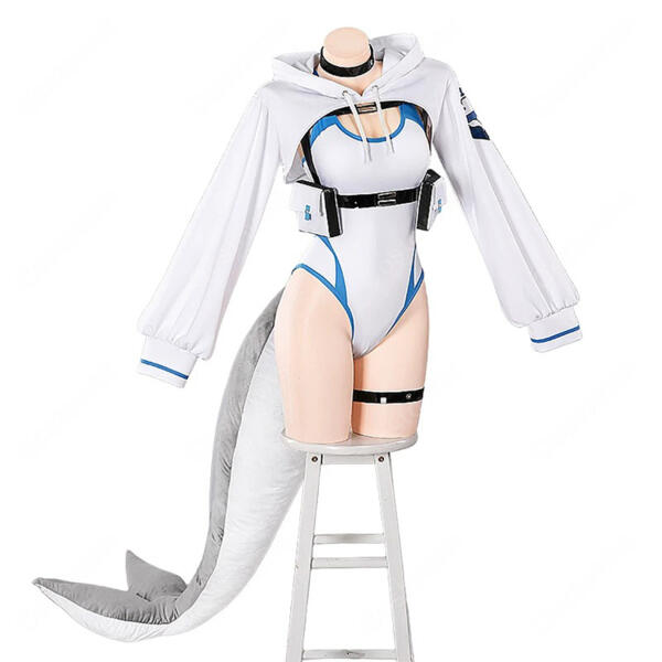 ブルーアーカイブ Blue Archive 淵上コトネ コスプレ衣装 ダイビング部 水着風コスチューム フード付きトップス・眼鏡セット しっぽ追加可能元の画像
