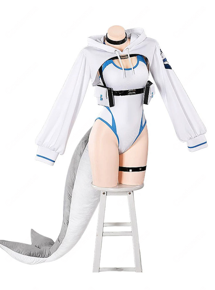 ブルーアーカイブ Blue Archive 淵上コトネ コスプレ衣装 ダイビング部 水着風コスチューム フード付きトップス・眼鏡セット しっぽ追加可能-2