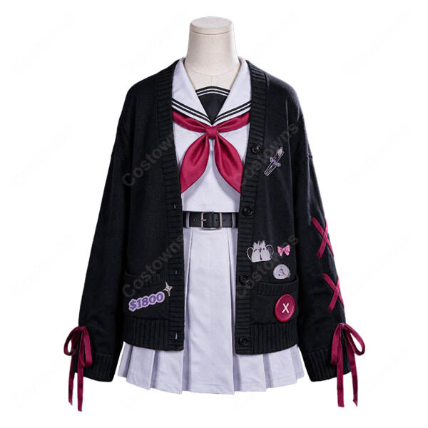 ホロライブEnglish -Advent- 古石ビジュー コンバットアカデミー制服Ver. コスプレ衣装 セーラー服 カーディガン付き 撮影・イベント用元の画像