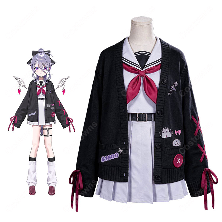 ホロライブEnglish -Advent- 古石ビジュー コンバットアカデミー制服Ver. コスプレ衣装 セーラー服 カーディガン付き 撮影・イベント用-1