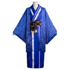 にじさんじ 伊波ライ コスプレ衣装 極楽湯・RAKU SPA 第二弾コラボ 和装Ver. 青い着物・羽織・帯付き 4点セット イベント・撮影用