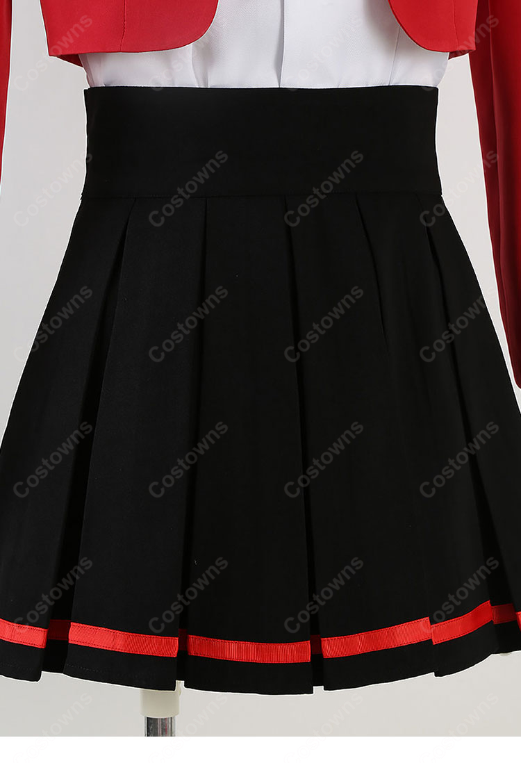 魔法騎士レイアース 獅堂光 制服Ver. コスプレ衣装 赤ジャケット・プリーツスカート・リボン付き-8