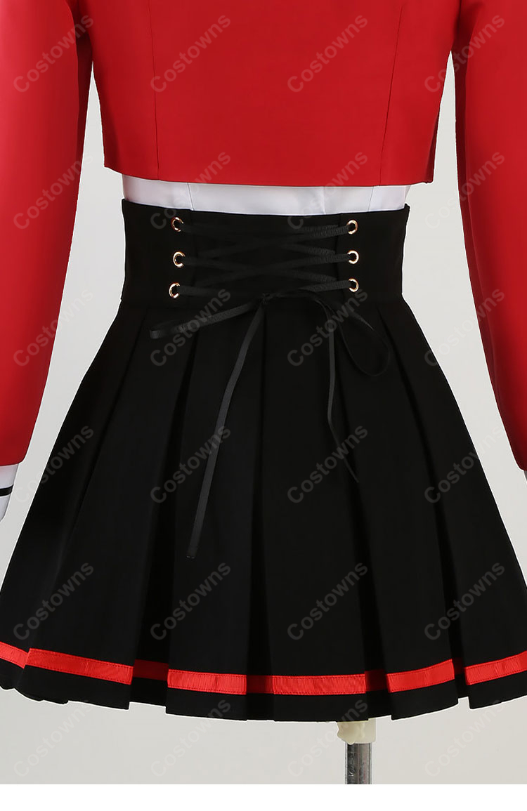 魔法騎士レイアース 獅堂光 制服Ver. コスプレ衣装 赤ジャケット・プリーツスカート・リボン付き-9