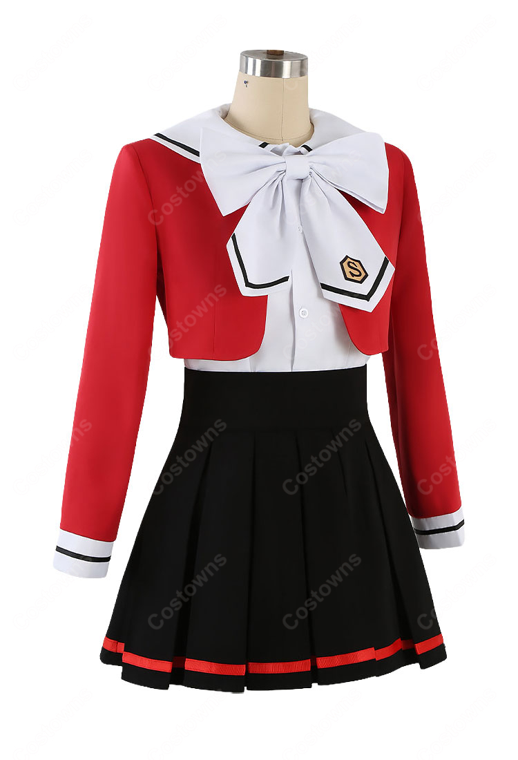 魔法騎士レイアース 獅堂光 制服Ver. コスプレ衣装 赤ジャケット・プリーツスカート・リボン付き-3