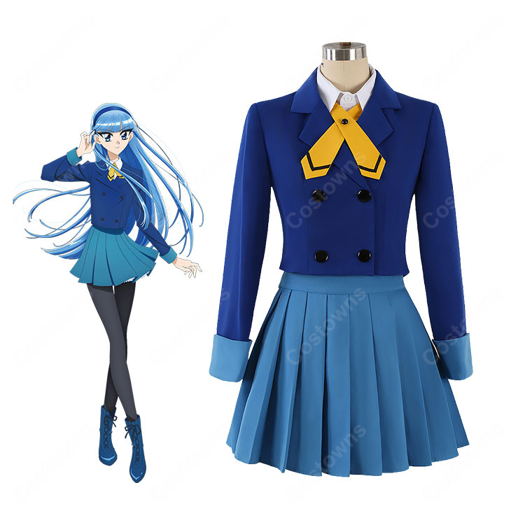 魔法騎士レイアース 龍咲海 コスプレ衣装 制服Ver. 青いジャケット・プリーツスカート・シャツ・リボン4点セット-1