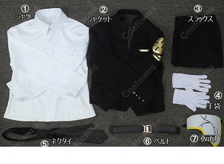 Limbus Company リンバス・カンパニー リアン コスプレ衣装 人差し指の親方 黒スーツ 仮面・手袋付き 7点セット 撮影・イベント向け-17