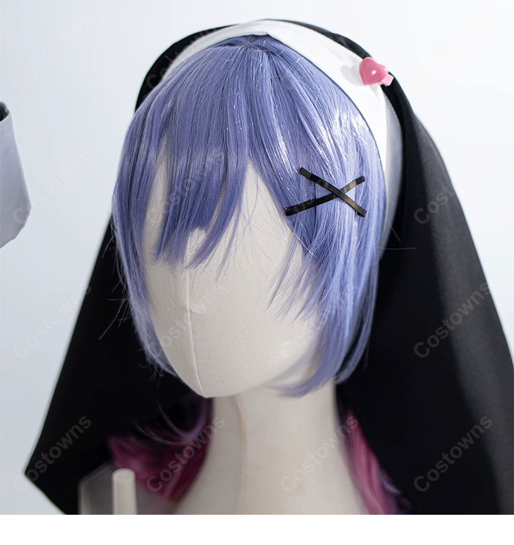 初音ミク ラビットホール シスター コスプレ衣装 修道女アレンジ 黒ワンピース 十字架モチーフ ベール付き 撮影・イベント・ハロウィン仮装用-5