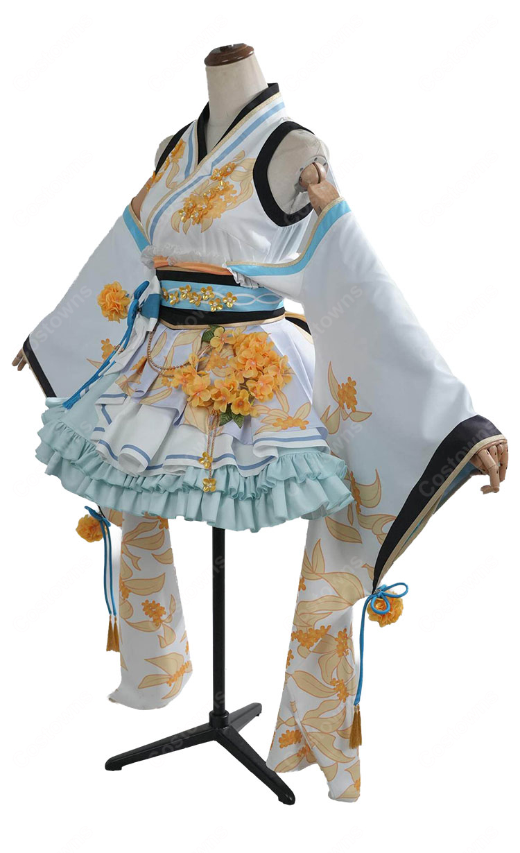 hololive 白上フブキ 狐のお宮でこんこんこん 衣装 コスプレ衣装 和風ステージ衣装 花飾り付き イベント撮影向け-3