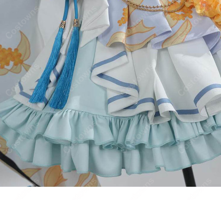 hololive 白上フブキ 狐のお宮でこんこんこん 衣装 コスプレ衣装 和風ステージ衣装 花飾り付き イベント撮影向け-10