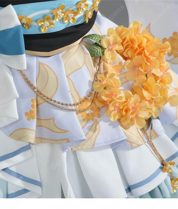 hololive 白上フブキ 狐のお宮でこんこんこん 衣装 コスプレ衣装 和風ステージ衣装 花飾り付き イベント撮影向け-16