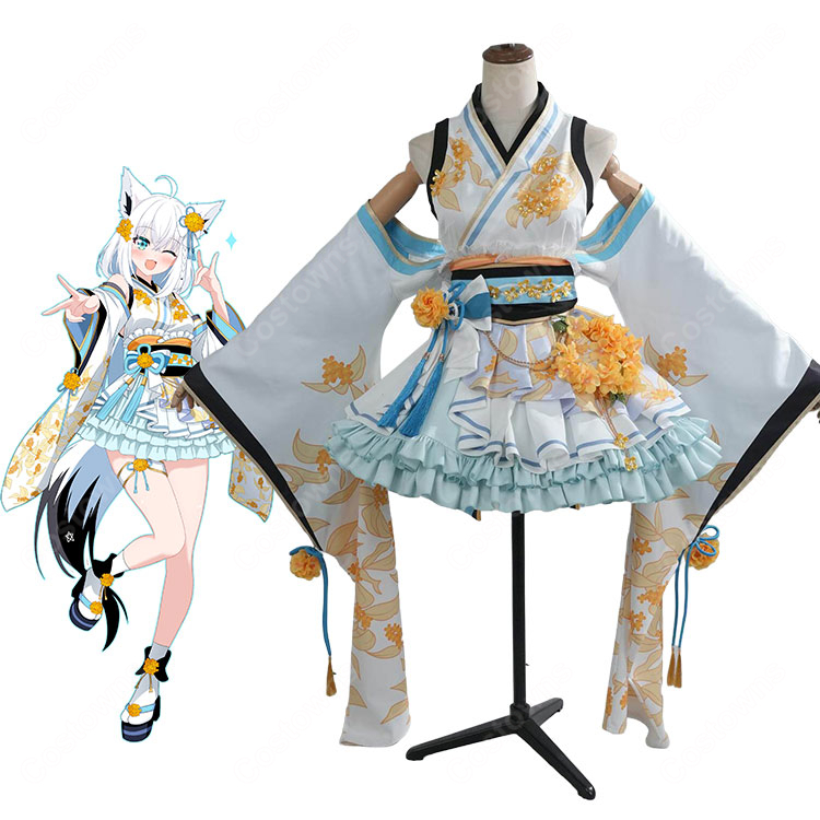hololive 白上フブキ 狐のお宮でこんこんこん 衣装 コスプレ衣装 和風ステージ衣装 花飾り付き イベント撮影向け-1