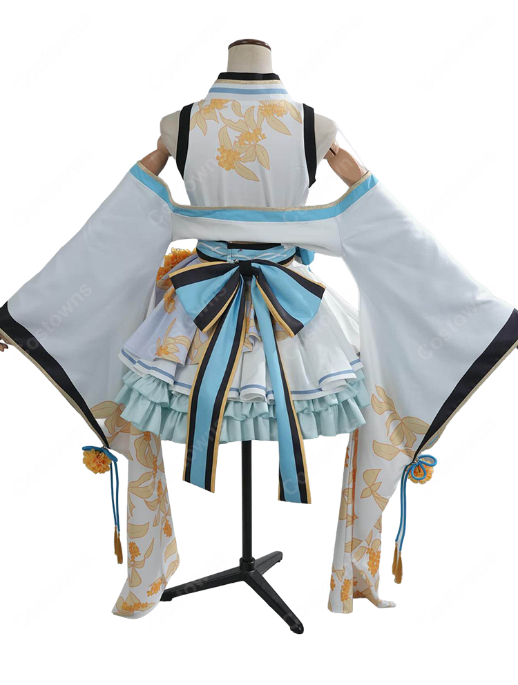 hololive 白上フブキ 狐のお宮でこんこんこん 衣装 コスプレ衣装 和風ステージ衣装 花飾り付き イベント撮影向け-4