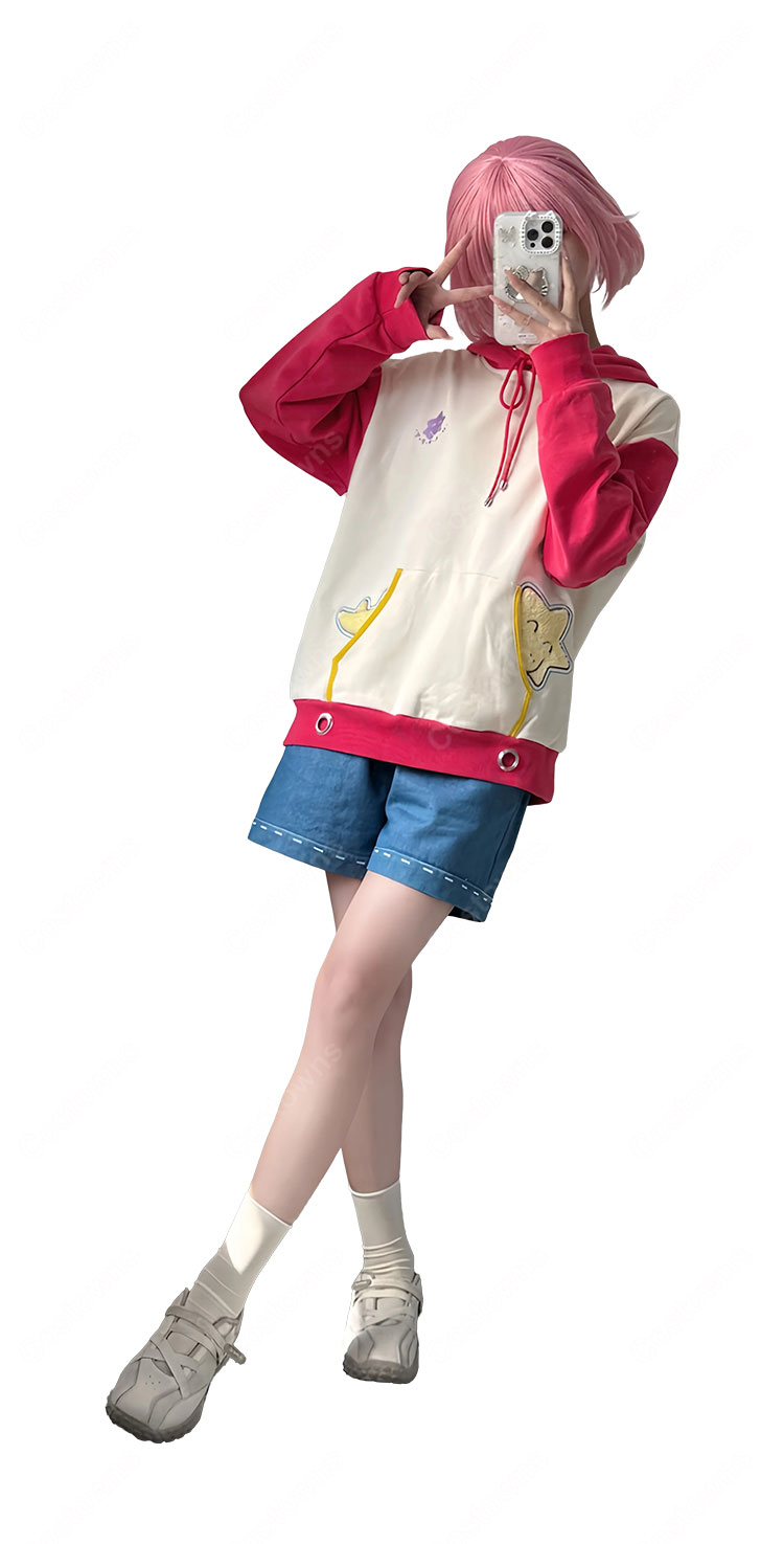 プロジェクトセカイ 鳳えむ April Fools Event 2026 コスプレ衣装 フード付きトップス＆パンツセット ワンダーランズ×ショウタイム-2