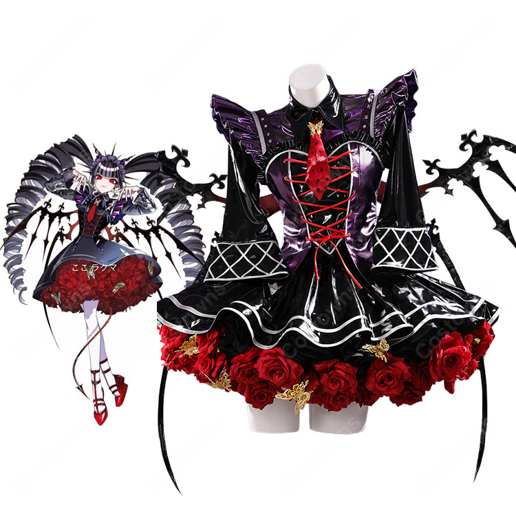ダンガンロンパ セレスティア・ルーデンベルク 天使と悪魔Ver. コスプレ衣装 ゴシックロリータ風 バラ装飾付き 撮影 イベント対応-1