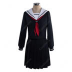 地獄少女 閻魔あい コスプレ衣装 制服Ver. 黒セーラー服 リボン・靴下・数珠風ブレスレット付き 5点セット アニメ仮装・イベント撮影向け
