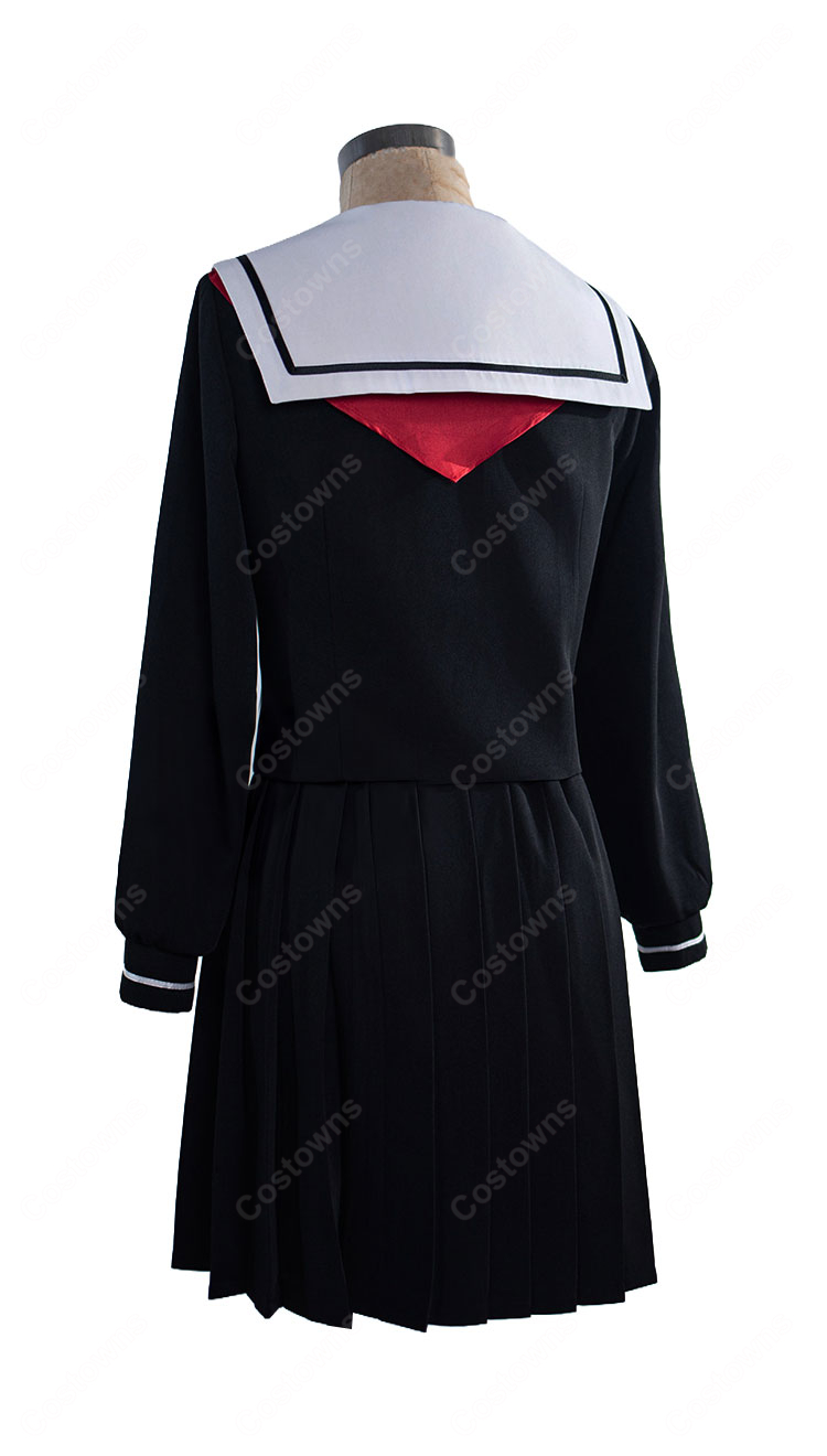 地獄少女 閻魔あい コスプレ衣装 制服Ver. 黒セーラー服 リボン・靴下・数珠風ブレスレット付き 5点セット アニメ仮装・イベント撮影向け-4