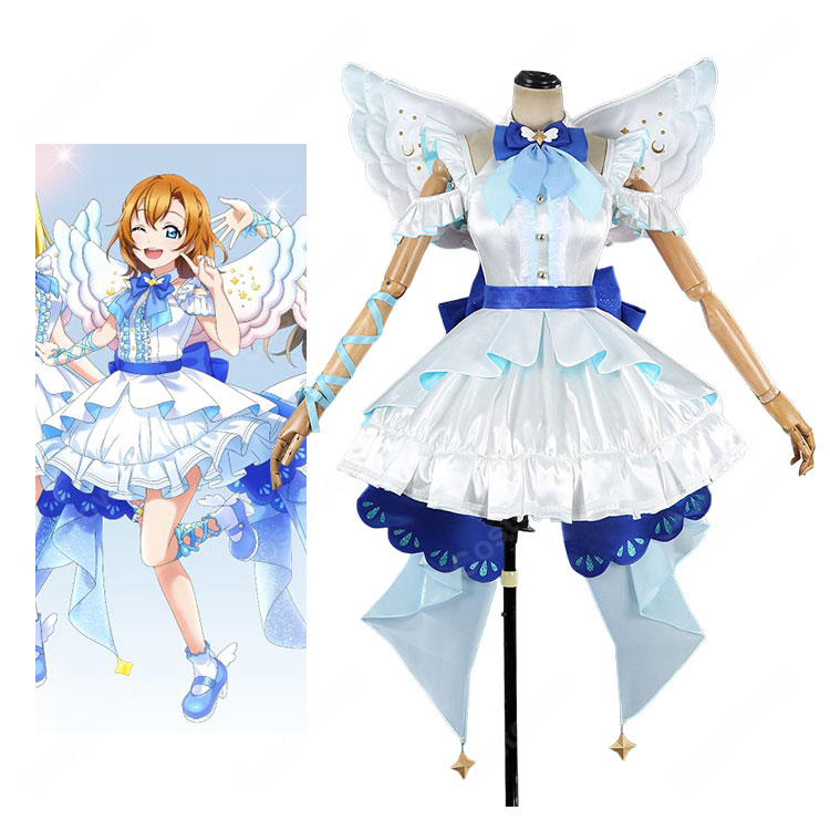 ラブライブ！ μ'sメンバー全9人対応 エンジェル風ステージ衣装 コスプレ衣装 ワンピース・腰リボン付き XS～XXL-1