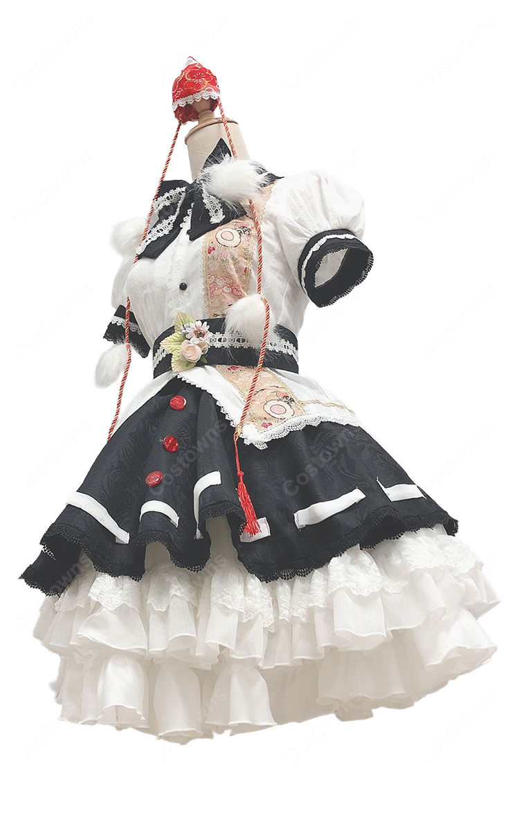 東方ダンマクカグラ 射命丸文 コスプレ衣装 帽子付き レース＆フリルの華やかデザイン 翼・扇子・パニエ追加可-4