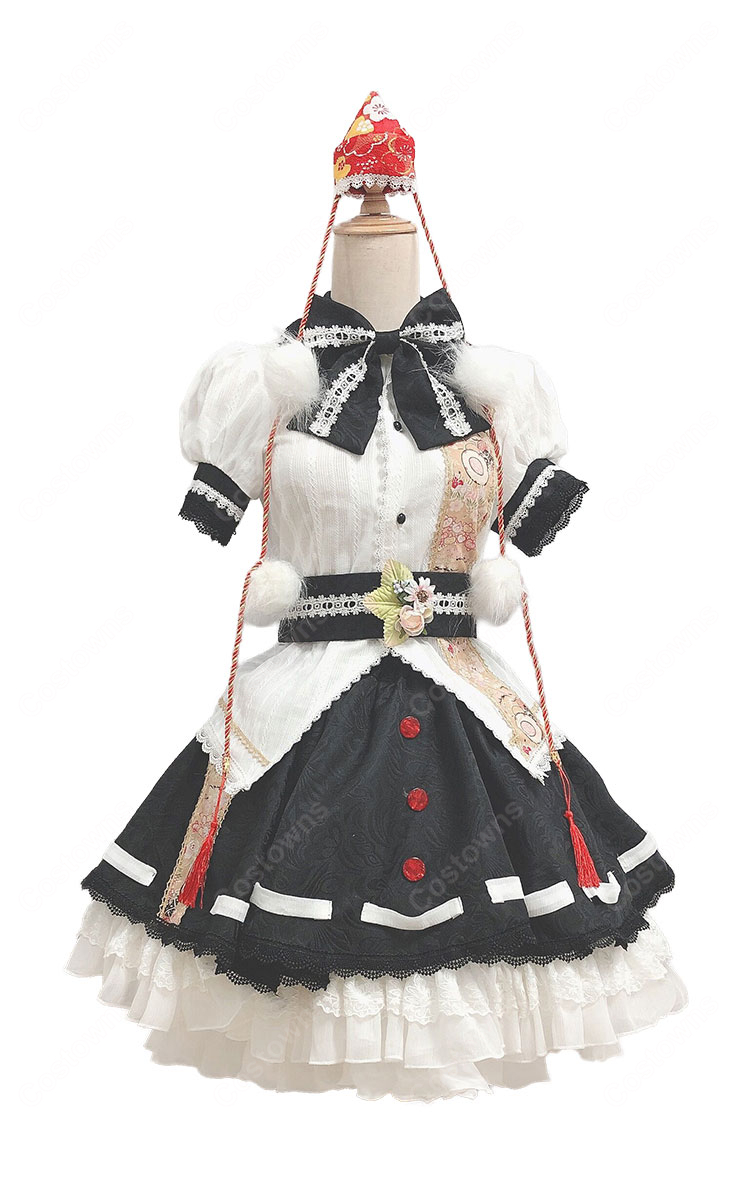 東方ダンマクカグラ 射命丸文 コスプレ衣装 帽子付き レース＆フリルの華やかデザイン 翼・扇子・パニエ追加可-2