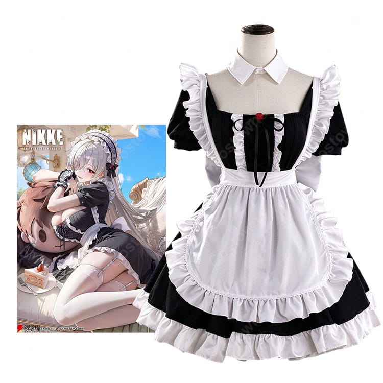 勝利の女神：NIKKE シンデレラ「グラスカーテシー」メイド服 コスプレ衣装｜エプロン・カチューシャ・カフス付き-1