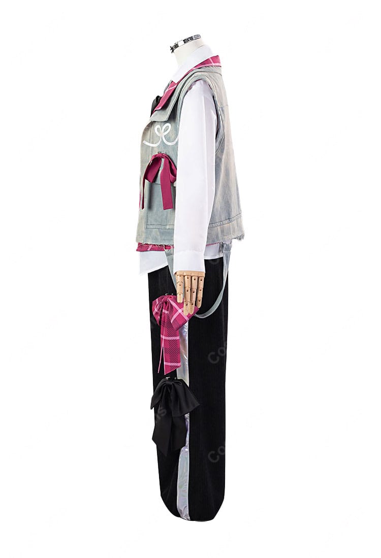 にじさんじ VOLTACTION 3rd Anniversary 渡会雲雀 コスプレ衣装｜リボンコーデ・ピンクチェック柄ベスト付き S～XL-4