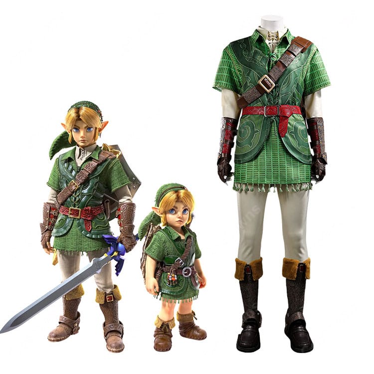 ゼルダの伝説 時のオカリナ リンク コスプレ衣装｜緑のチュニック・帽子・腰ポーチなど小物付き｜イベント・撮影会向け-1