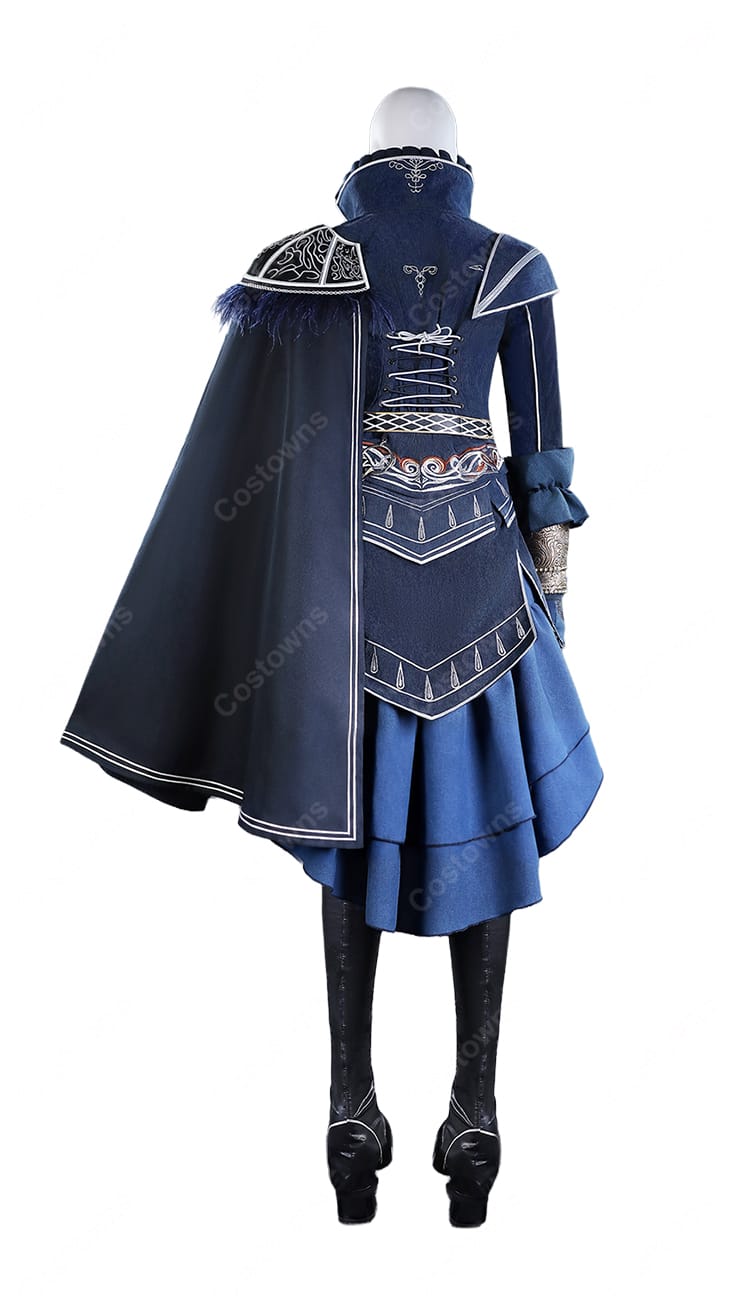 ELDEN RING NIGHTREIGN レディ 暗黒衣装 コスプレ衣装 ネイビーのロングマント・肩飾り付き S～XXXLサイズ-3