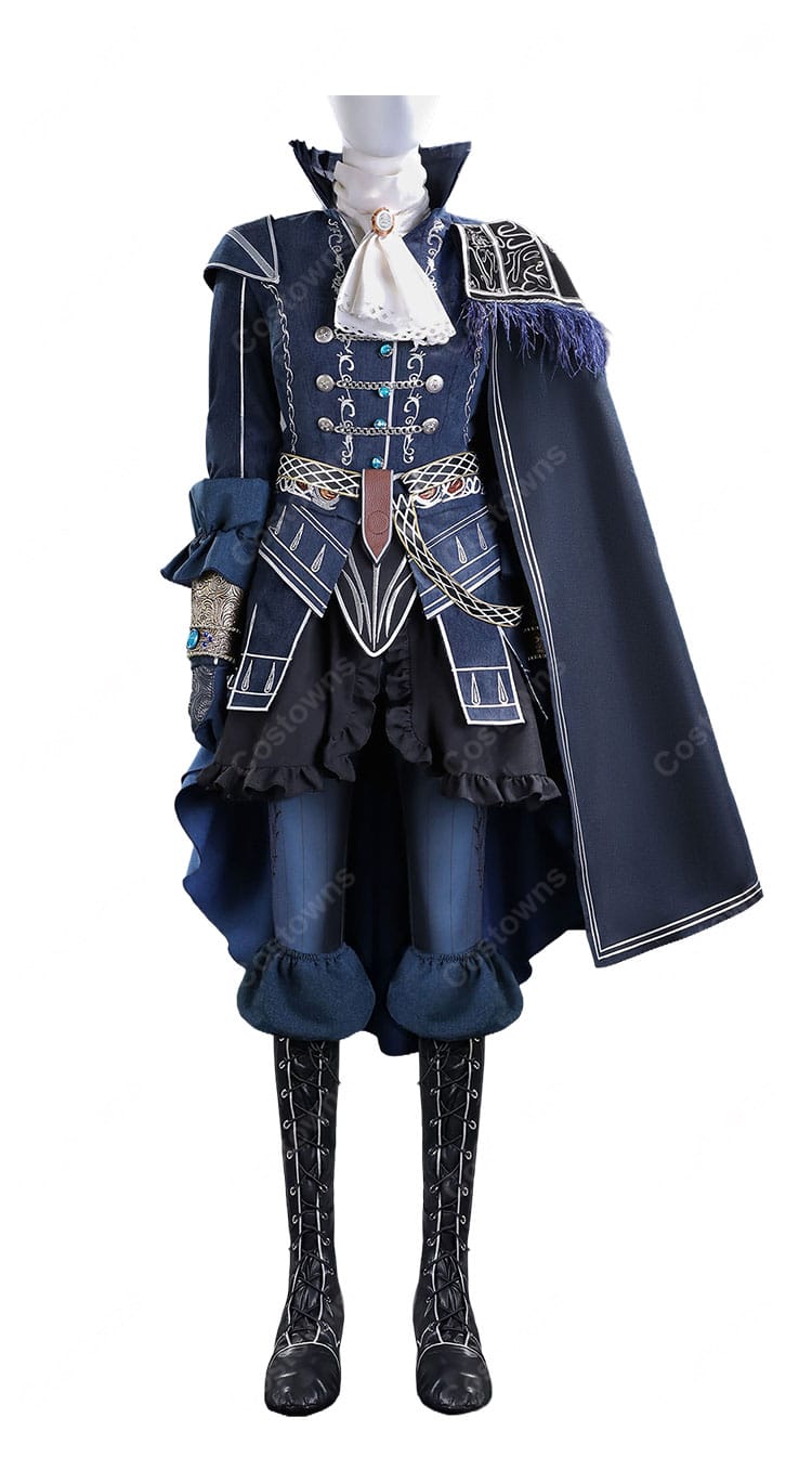 ELDEN RING NIGHTREIGN レディ 暗黒衣装 コスプレ衣装 ネイビーのロングマント・肩飾り付き S～XXXLサイズ-2