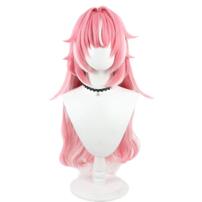PUKEY GODDESS SHOT TRICK ファム・スール コスプレウィッグ ピンク髪 ホワイトメッシュ ロングヘア キャラクター再現用 撮影・イベント向け