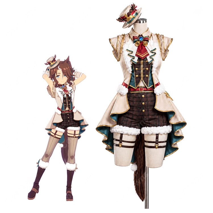 ウマ娘 プリティーダービー メジロパーマー 赤心のトナカイさん コスプレ衣装 クリスマス勝負服 トナカイ風帽子付き S～XXL対応 撮影・イベント用-1
