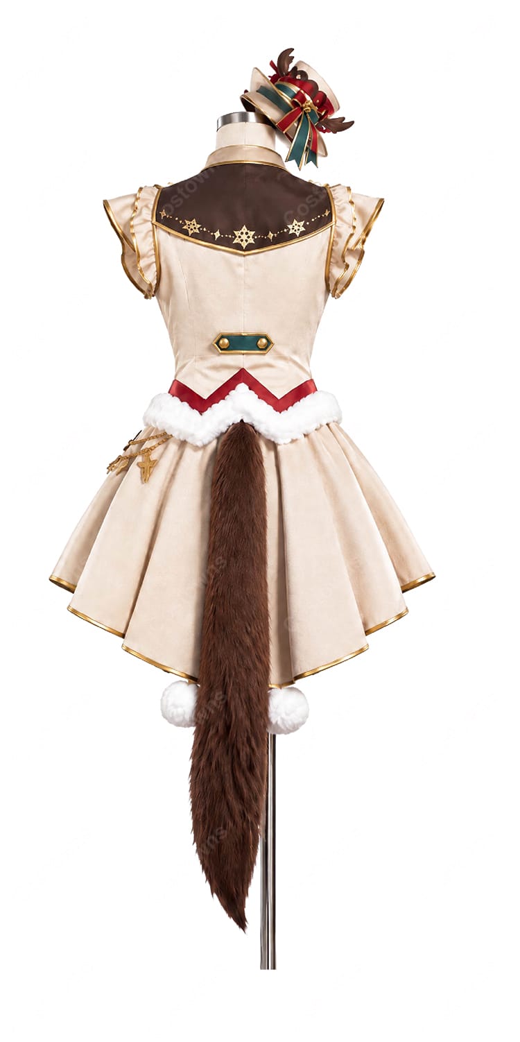 ウマ娘 プリティーダービー メジロパーマー 赤心のトナカイさん コスプレ衣装 クリスマス勝負服 トナカイ風帽子付き S～XXL対応 撮影・イベント用-3
