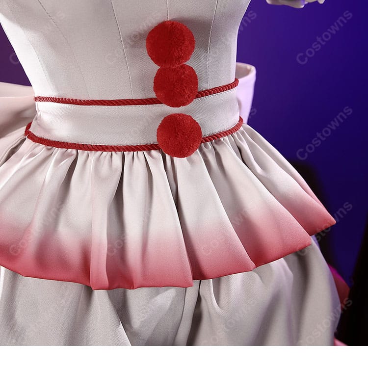 IT／イット ペニーワイズ コスプレ衣装 HORROR美少女 2017年版 フリル襟・かぼちゃパンツ・大型バックリボン付き ハロウィン仮装 撮影用 COSTOWNS-5