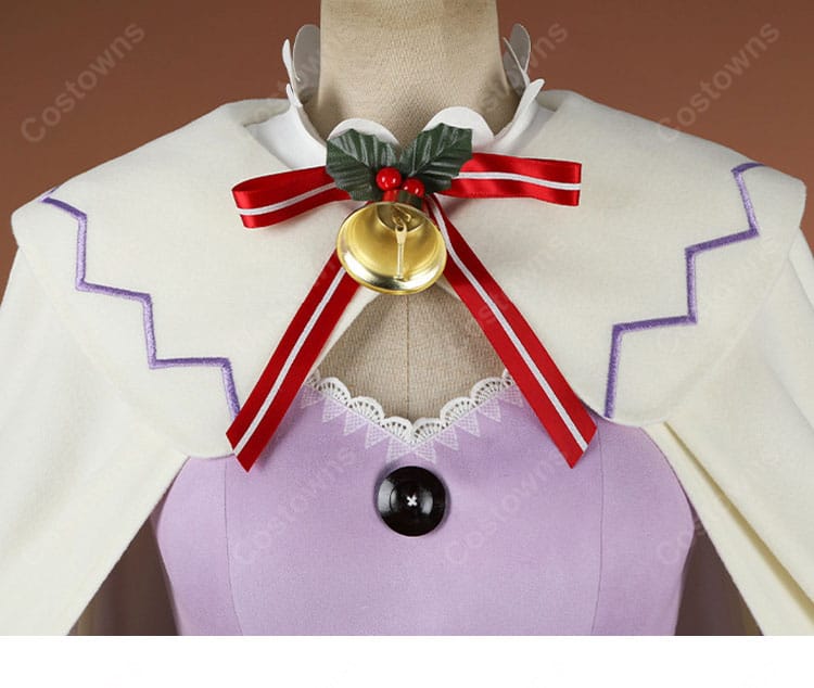 Re:ゼロから始める異世界生活 エミリア クリスマスコス ver. コスプレ衣装 トナカイ帽子・ケープ・手袋付き 9点セット 冬イベント・撮影向け-12