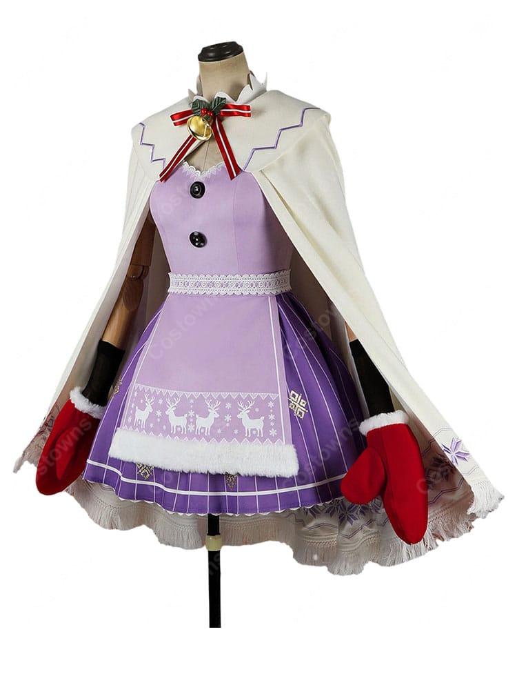 Re:ゼロから始める異世界生活 エミリア クリスマスコス ver. コスプレ衣装 トナカイ帽子・ケープ・手袋付き 9点セット 冬イベント・撮影向け-6