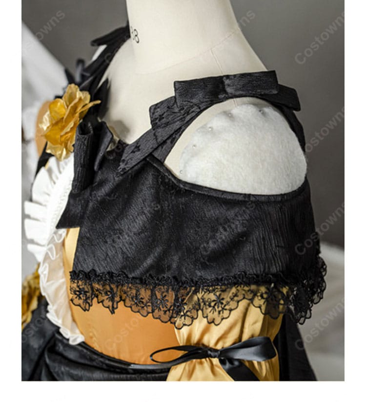 悪ノ娘 鏡音リン コスプレ衣装 ゴールドドレス フリル・レース・花飾り付き ウエストリボン付き イベント・撮影向け-8