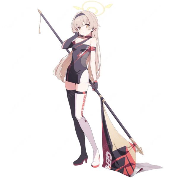 ブルーアーカイブ 阿慈谷ヒフミ（レーシング）コスプレ衣装 ゲヘナカップ レースアンバサダー風 ワンピース・手袋・髪飾り付き オーダメイド可元の画像