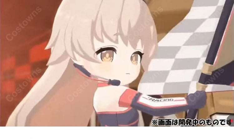 ブルーアーカイブ 阿慈谷ヒフミ（レーシング）コスプレ衣装 ゲヘナカップ レースアンバサダー風 ワンピース・手袋・髪飾り付き-3