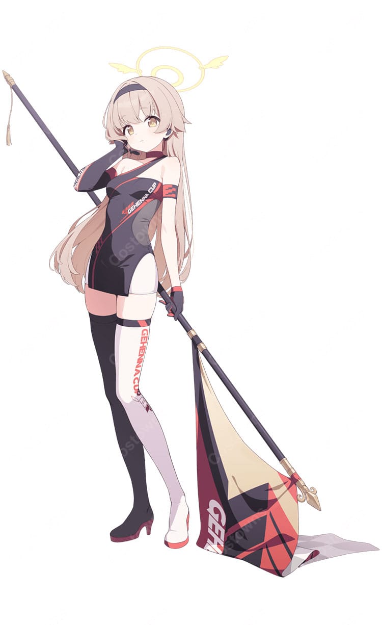 ブルーアーカイブ 阿慈谷ヒフミ（レーシング）コスプレ衣装 ゲヘナカップ レースアンバサダー風 ワンピース・手袋・髪飾り付き-1