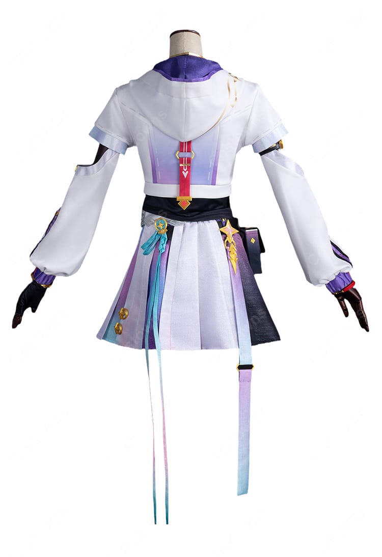 崩壊：ネクサスアニマ 女主人公 コスプレ衣装 進化テスト版 ホワイト×パープルのトップス＆スカート 多彩なアクセサリー付き-3