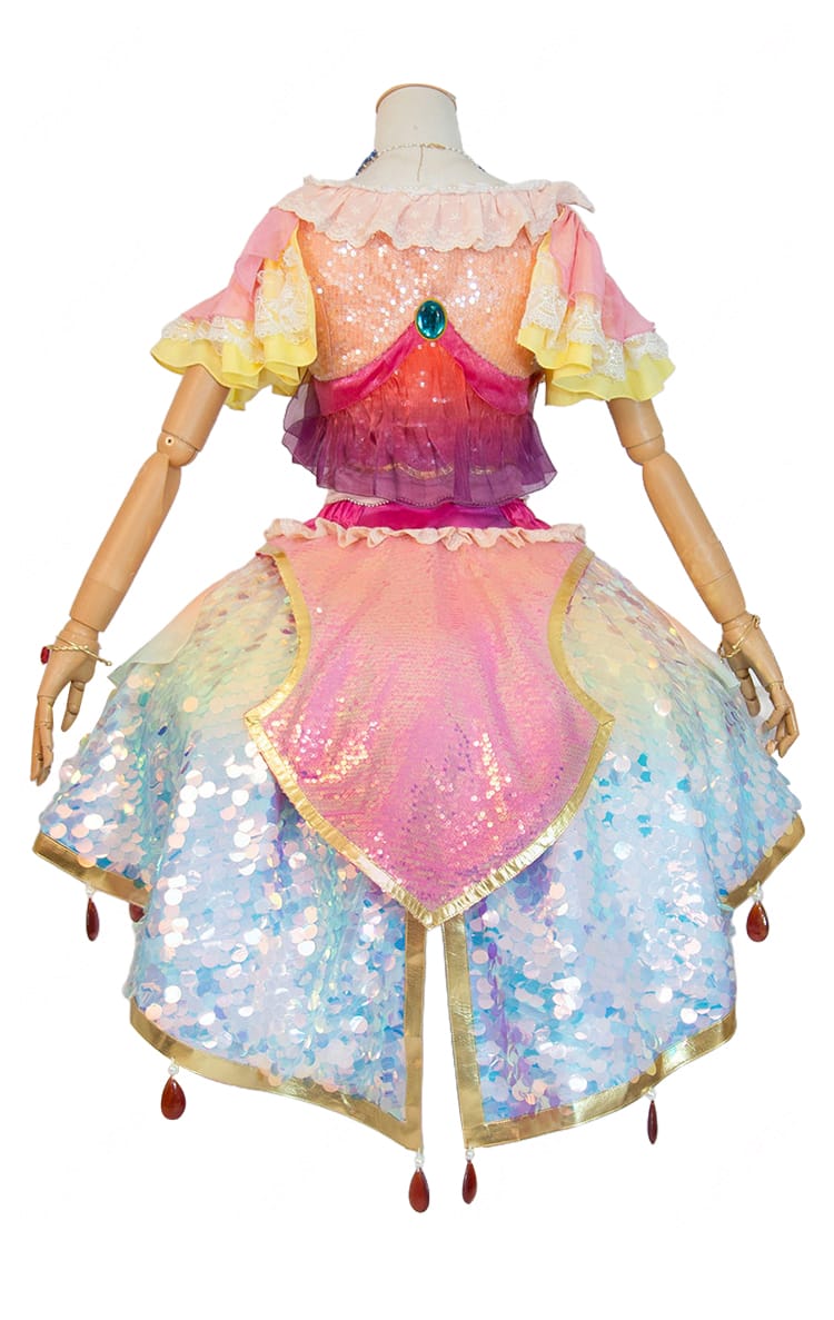 アイカツ！ 星宮いちご マーメードピスケスコーデ コスプレ衣装 うお座のプレミアム星座ドレス ピンク×パステルカラー 6点セット-6