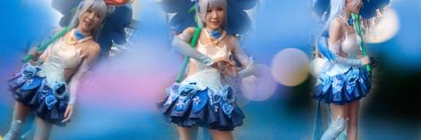 League of Legends アーリ(九尾の狐) コスプレ衣装 セクシー  美しい ワンピース 青いバラのスカート