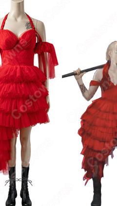 ハーレイ・クイン 赤いワンピース コスプレ衣装 『ザ・スーサイド・スクワッド “極”悪党、集結』（The Suicide Squad） cosplay 仮装 変装(240×423)
