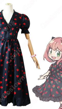 アーニャ・フォージャー イチゴ柄 パフスリーブ ドレス コスプレ衣装 『SPY×FAMILY』（スパイファミリー） 被検体007 大人用 cosplay 仮装 変装(240×423)
