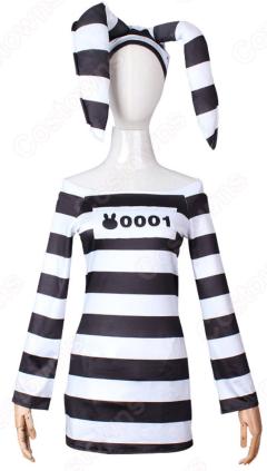 VTuber 兎田ぺこら 囚人服 コスプレ衣装 2021エイプリルフール 新衣装 「hololive（ホロライブ）」cosplay 仮装 変装(240×423)