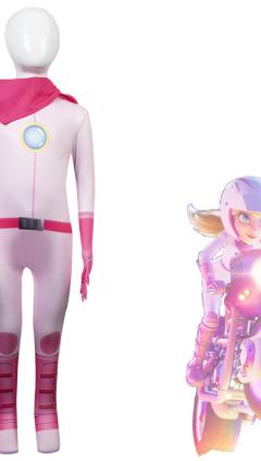 ピーチ姫 ライダー スーツ コスプレ衣装 2023 映画 『ザ・スーパーマリオブラザーズ・ムービー』 cosplay 仮装 変装 子供サイズ(240×423)