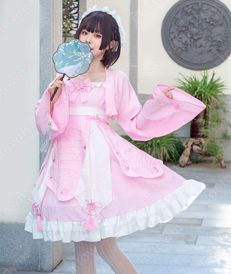 漢服 コスプレ衣装 刺繍 中華ロリータ チャイナ風ワンピース 学園祭
