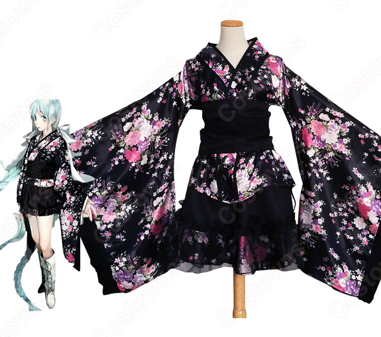 極楽浄土 コスプレ衣装 桜柄和服 ロリータ風洋服 0