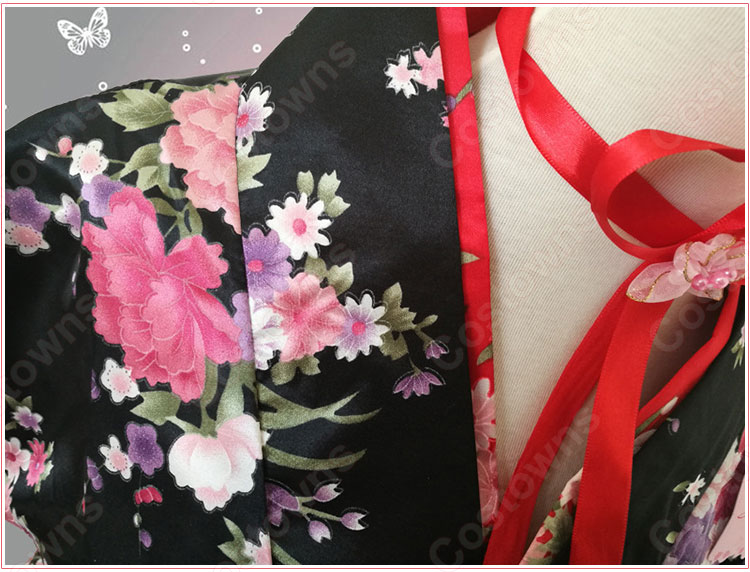 和柄ミニ着物　コスプレ衣装　夏祭り浴衣　演出服　学園祭 体育祭　花魁　和服　キャバ 4